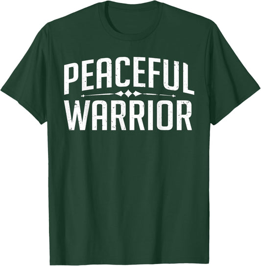 Peaceful Warrior Yoga and Meditation Distressed T-Shirt - T-Shirt | Forest