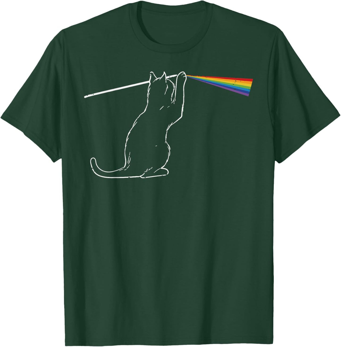 Cat Prism Rainbow Light Funny Science Physics Men Women Kids T-Shirt - T-Shirt | Forest