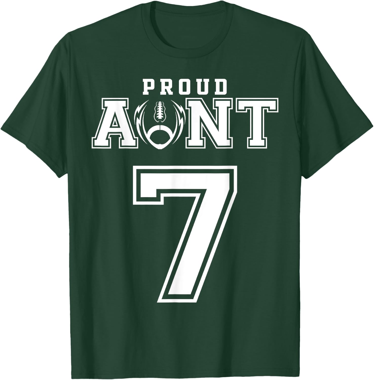 Custom Proud Football Aunt Number 7 Personalized T-Shirt - T-Shirt | Forest