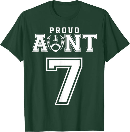 Custom Proud Football Aunt Number 7 Personalized T-Shirt - T-Shirt | Forest