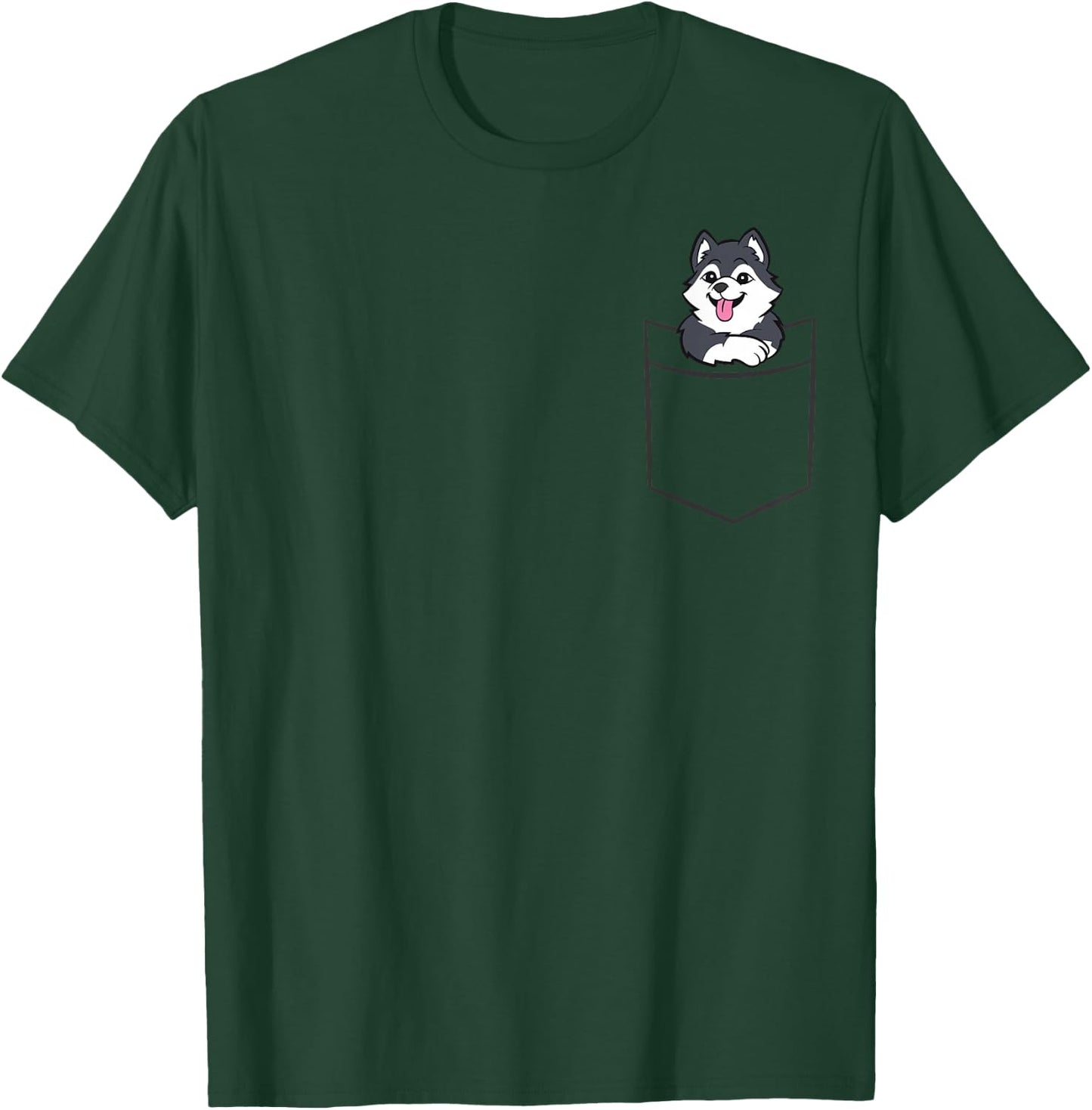Husky In The Pocket Cute Husky T-Shirt - T-Shirt | Forest