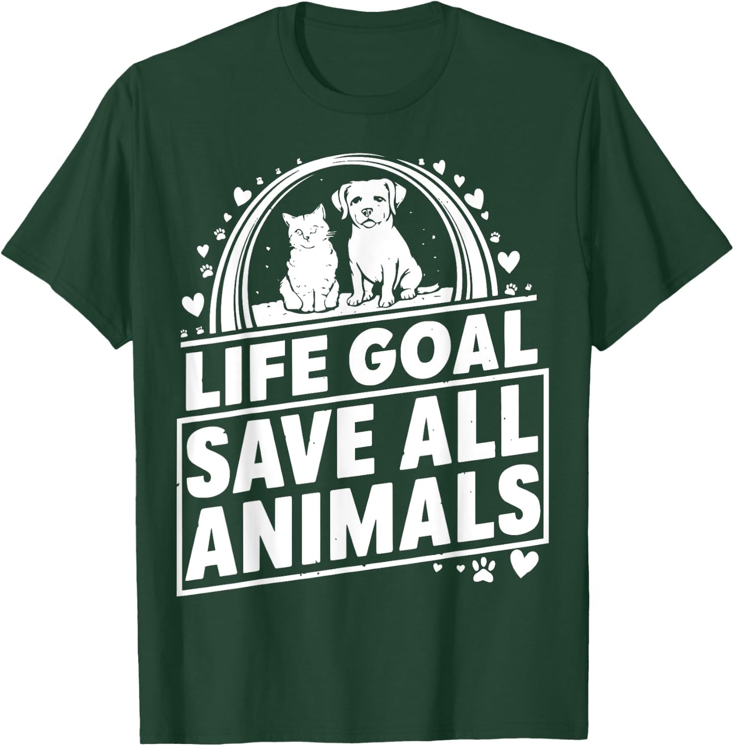 Life Goal Save All The Animals Vintage Rescue Animal Retro T-Shirt - T-Shirt | Forest