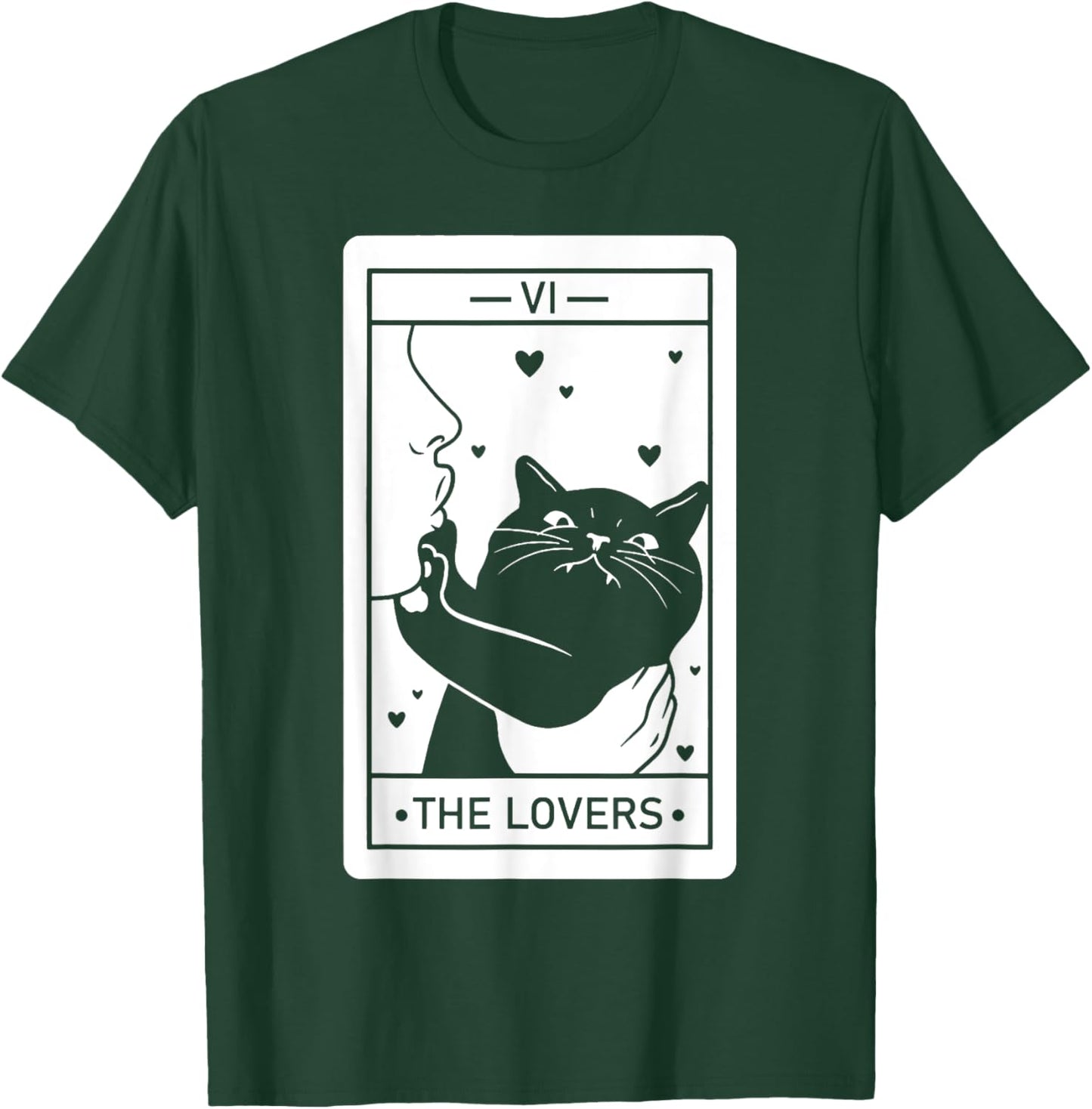 The Lovers Cat Humor Tarot Card Halloween Black Cats Lover T-Shirt - T-Shirt | Forest
