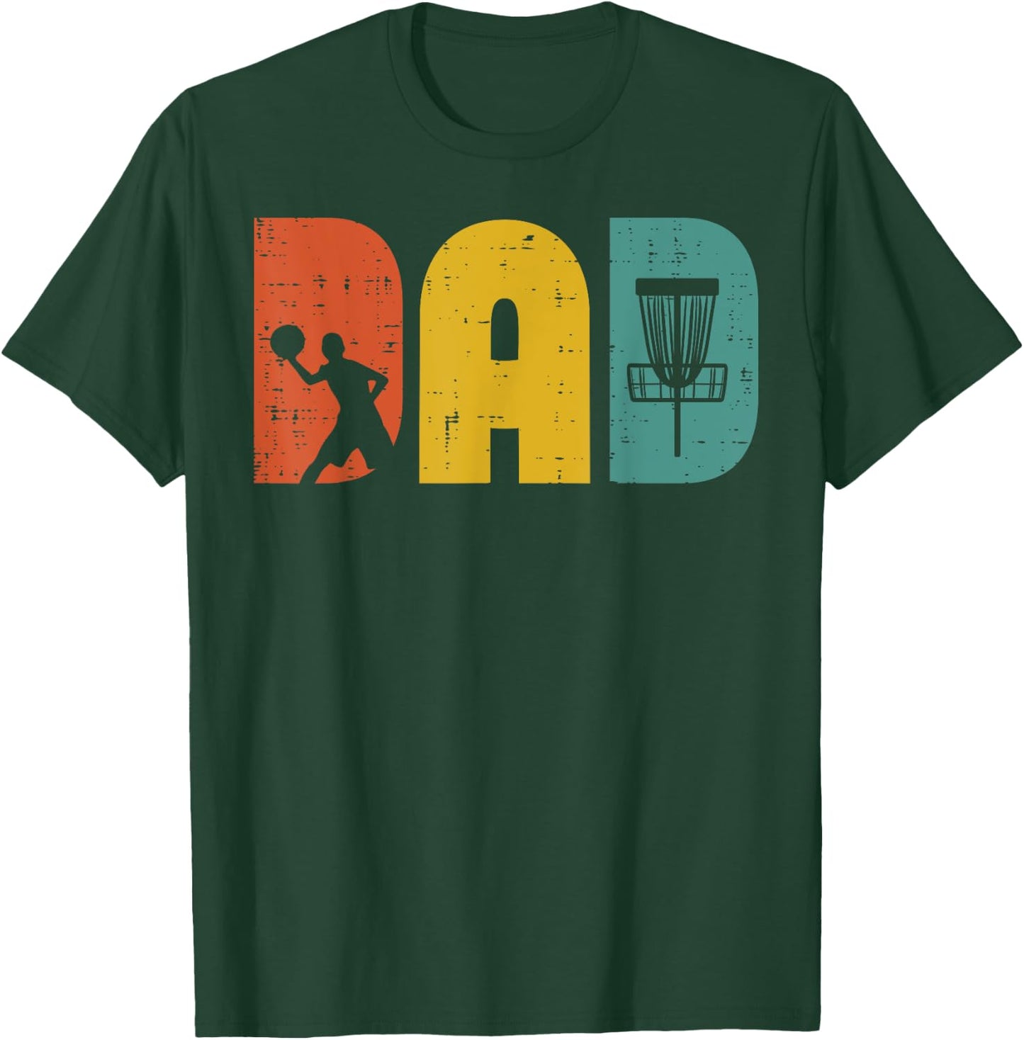 Disc Golf Dad Retro Frisbee Frolf Fathers Day Daddy Papa Men T-Shirt - T-Shirt | Forest