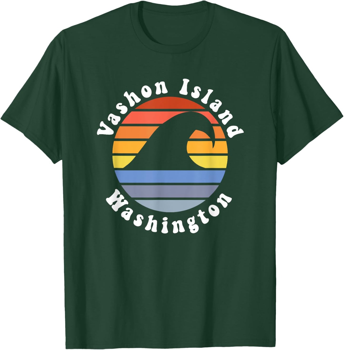 Retro Vashon Island Washington Vacation Beach Wave Souvenir T-Shirt - T-Shirt | Forest