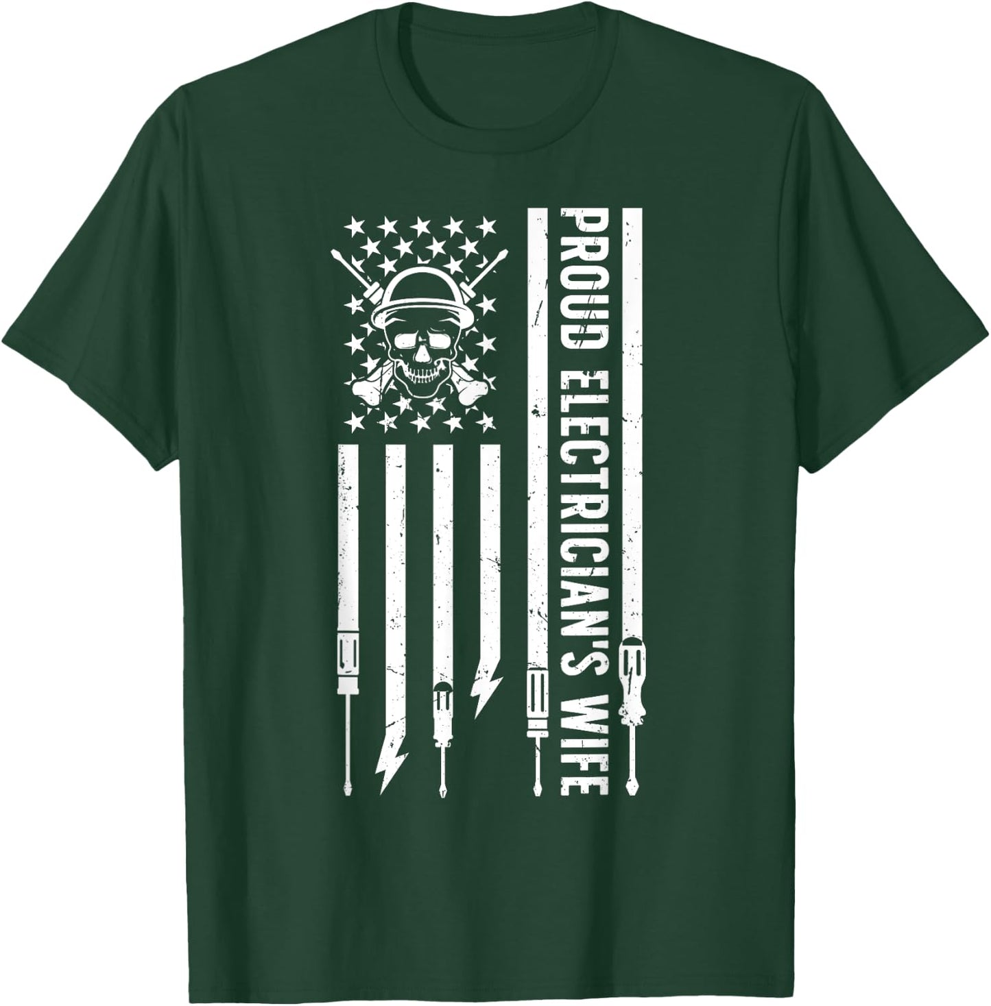Electrician's Wife US Flag Wife Of An Electrician Wife T-Shirt - T-Shirt | Forest