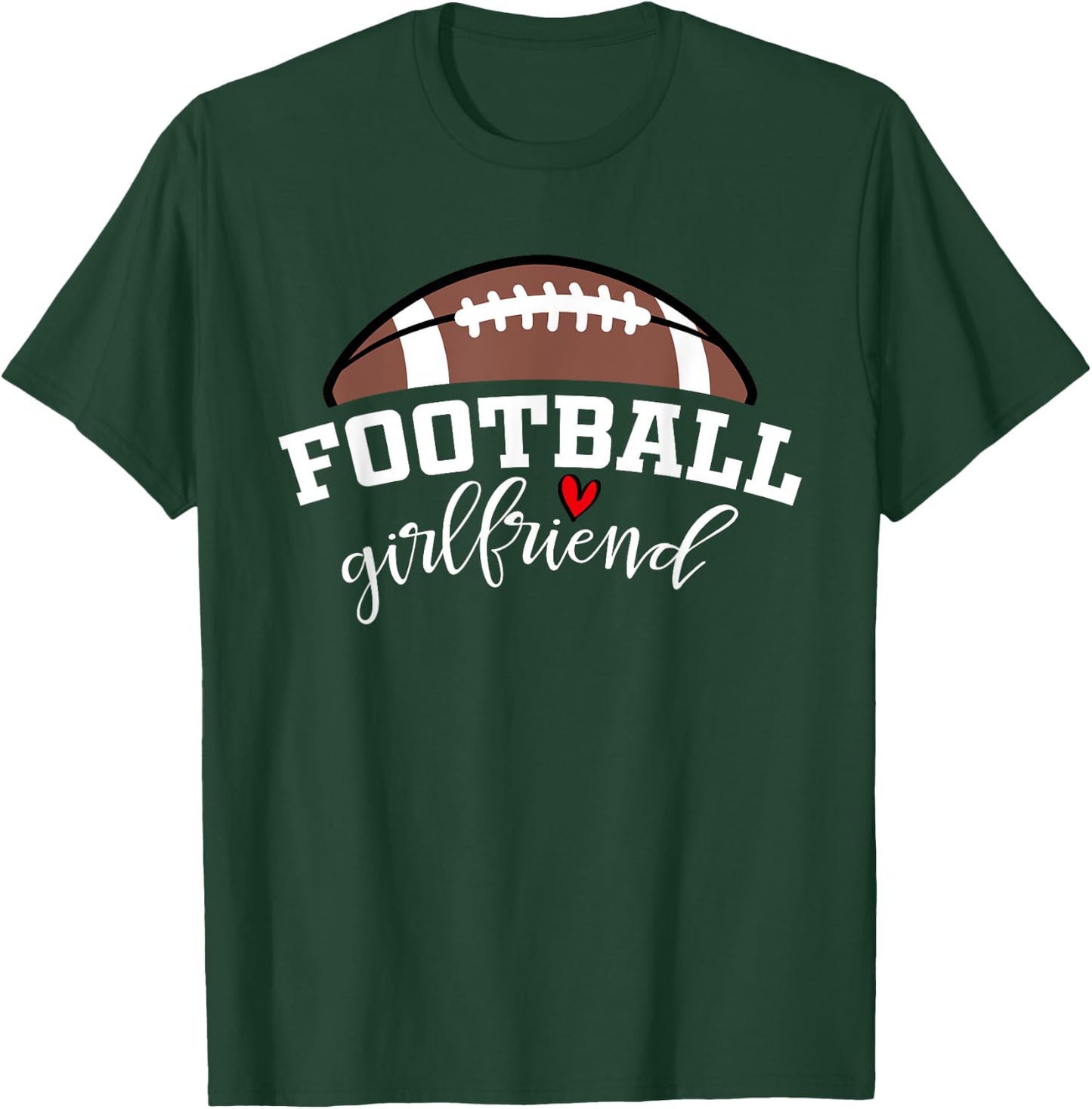 Football Girlfriend Biggest Fan Game Day Football Cheer T-Shirt - T-Shirt | Forest