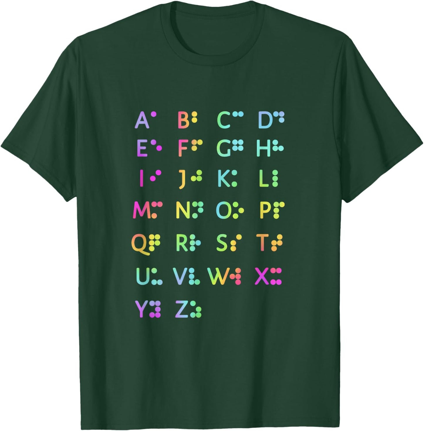 Retro Vibe Braille Alphabet Blind Awareness T-Shirt - T-Shirt | Forest
