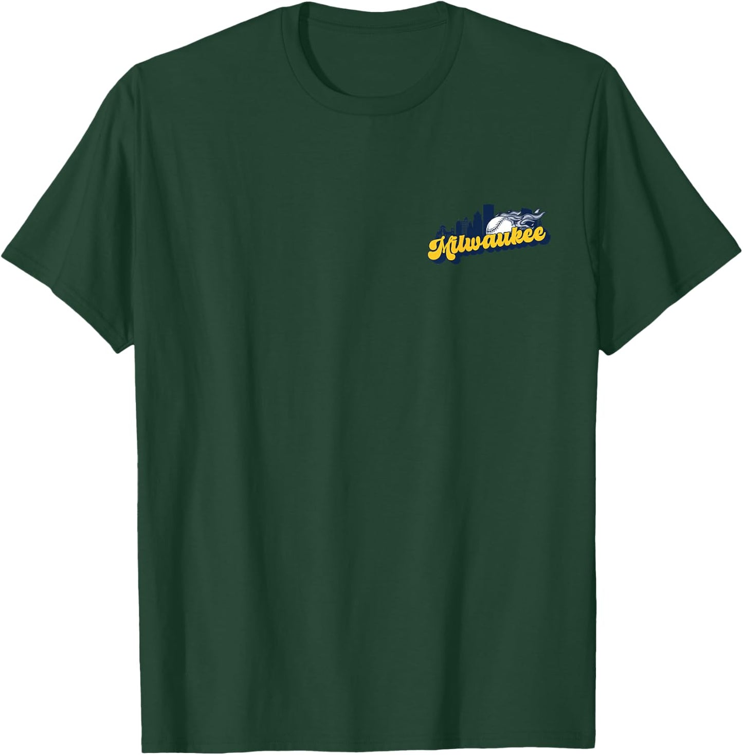 Milwaukee Baseball Minimalist City Skyline Baseball Lover T-Shirt - T-Shirt | Forest