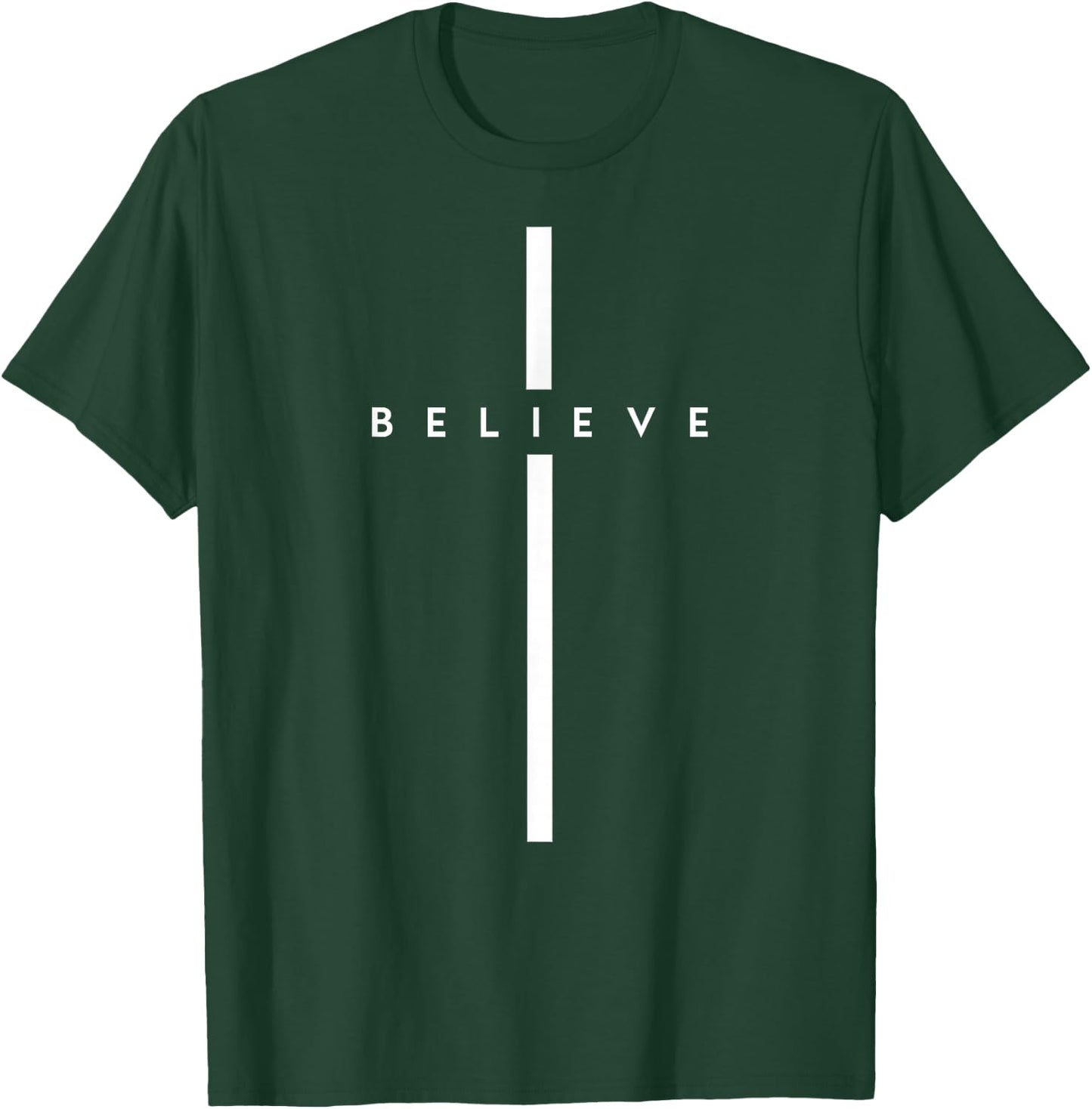 Believe Cross God Jesus Easter Christian Religious Men Women T-Shirt - T-Shirt | Forest