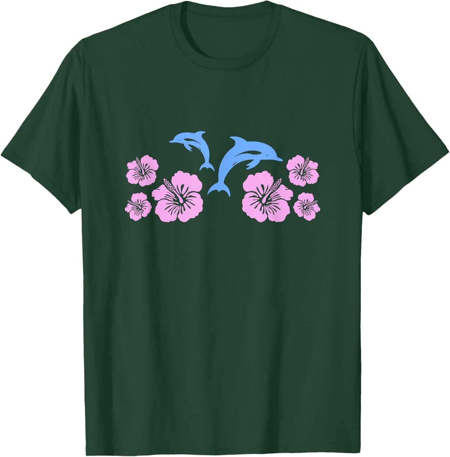Dolphin Hibiscus Y2K Aesthetic T-Shirt - T-Shirt | Forest