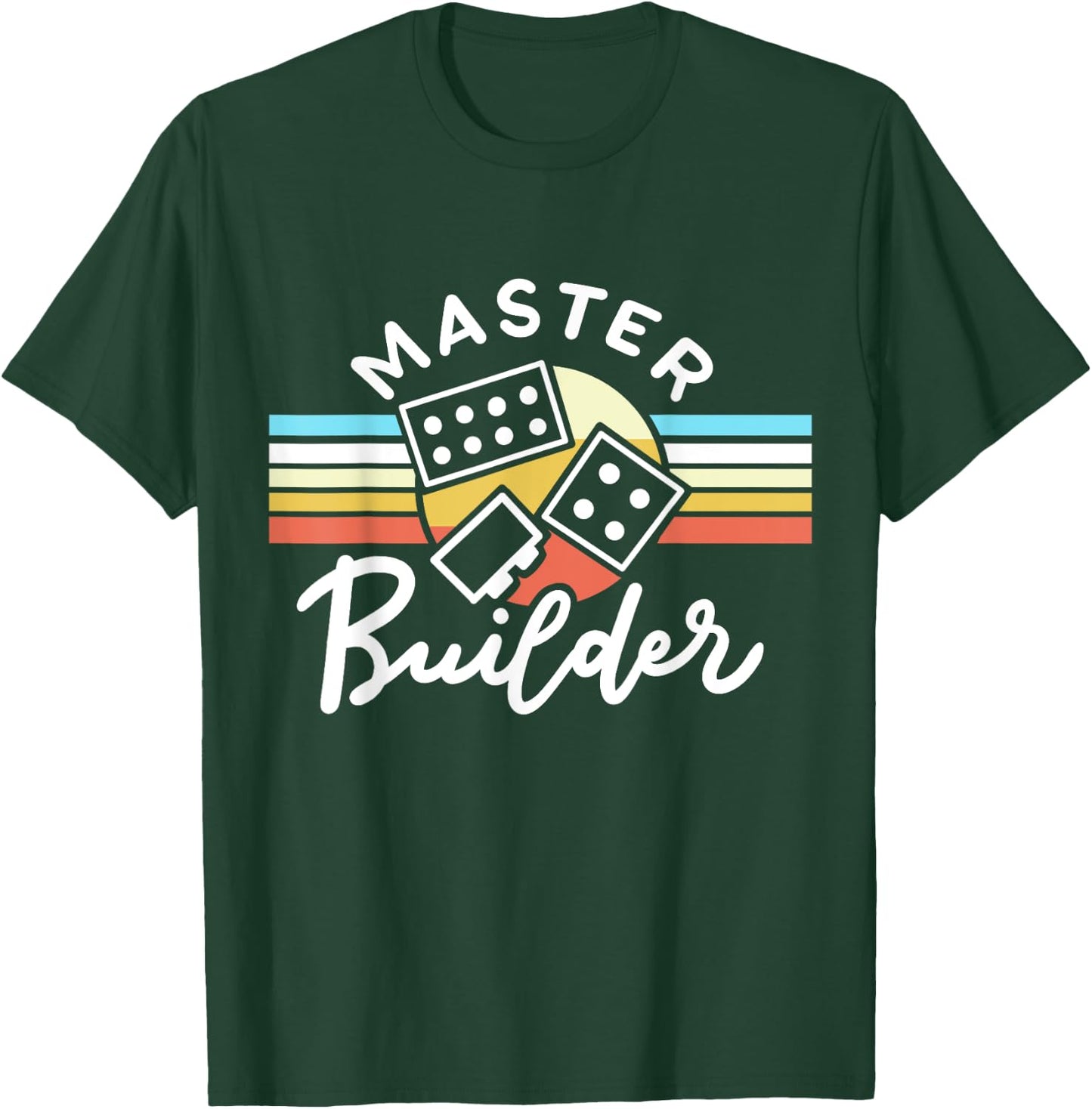 Retro Vintage Master Builder Building Blocks Men Women Kids T-Shirt - T-Shirt | Forest