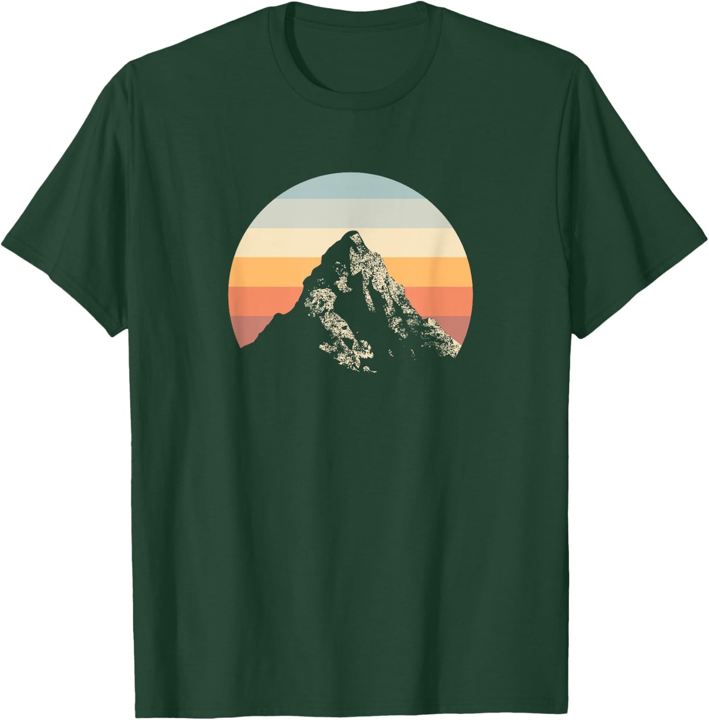 Mountain Sunset Circle Rainbow Outdoor Nature T-Shirt - T-Shirt | Forest