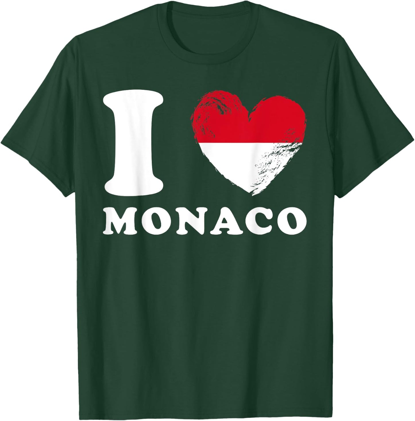 I Love Monaco - Heart Flag Monaco T-Shirt - T-Shirt | Forest