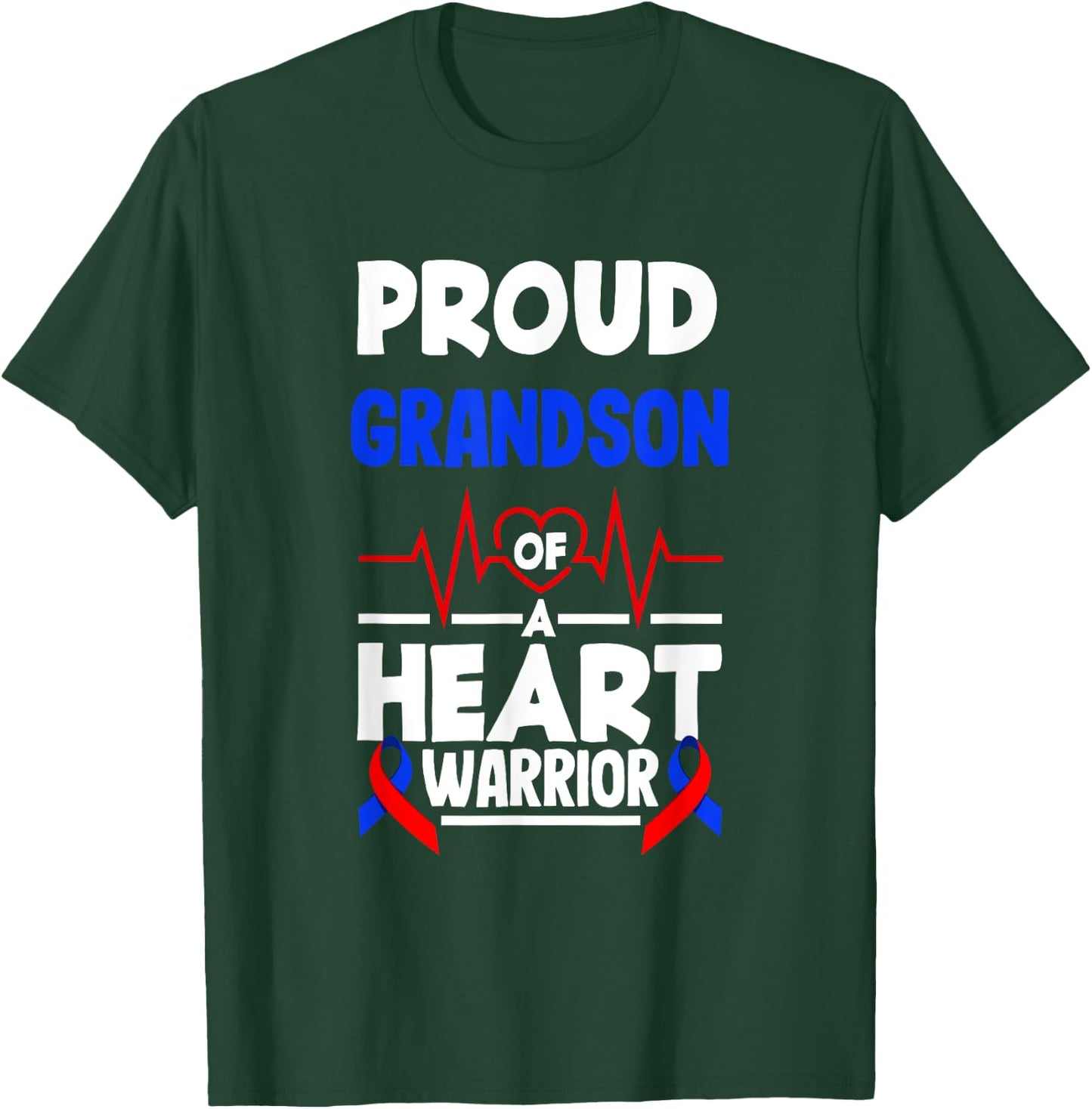 Proud Grandson Of A Heart Warrior CHD Awareness T-Shirt - T-Shirt | Forest