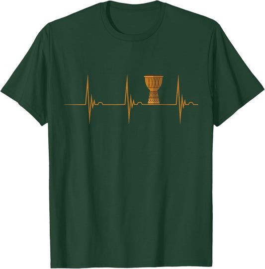 Djembe Drumming Heartbeat EKG Pulse Djembe Player Djembeist T-Shirt - T-Shirt | Forest