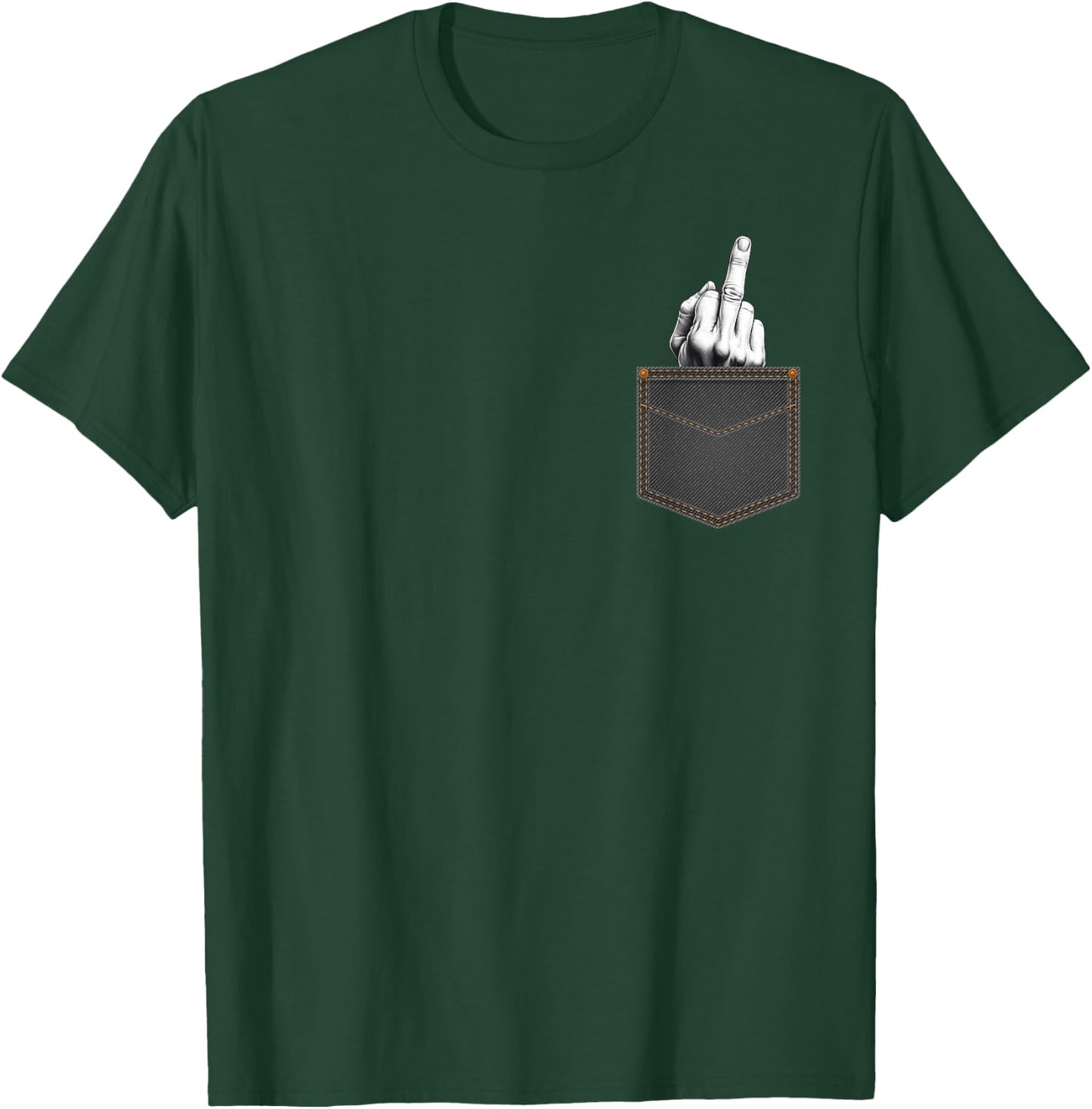 Middle Finger Sticks Out Of Denim Pocket Men Sarcastic Humor T-Shirt - T-Shirt | Forest