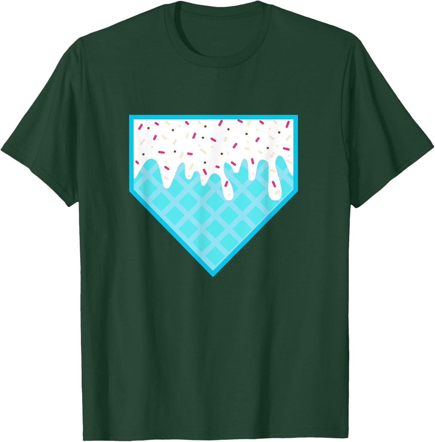 Funny Home Plate Drip - Ice Cream Softball & Baseball T-Shirt - T-Shirt | Forest