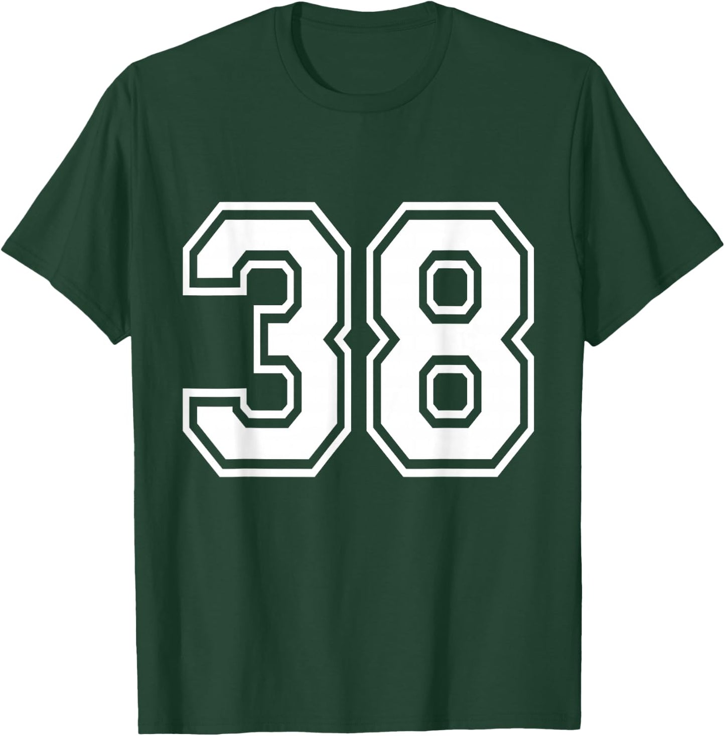 Number 38 Varsity Sports Team Jersey 38th Birthday 38 Years T-Shirt - T-Shirt | Forest