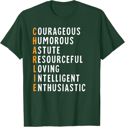 Charlie Name Definition Meaning Funny Birthday T-Shirt - T-Shirt | Forest