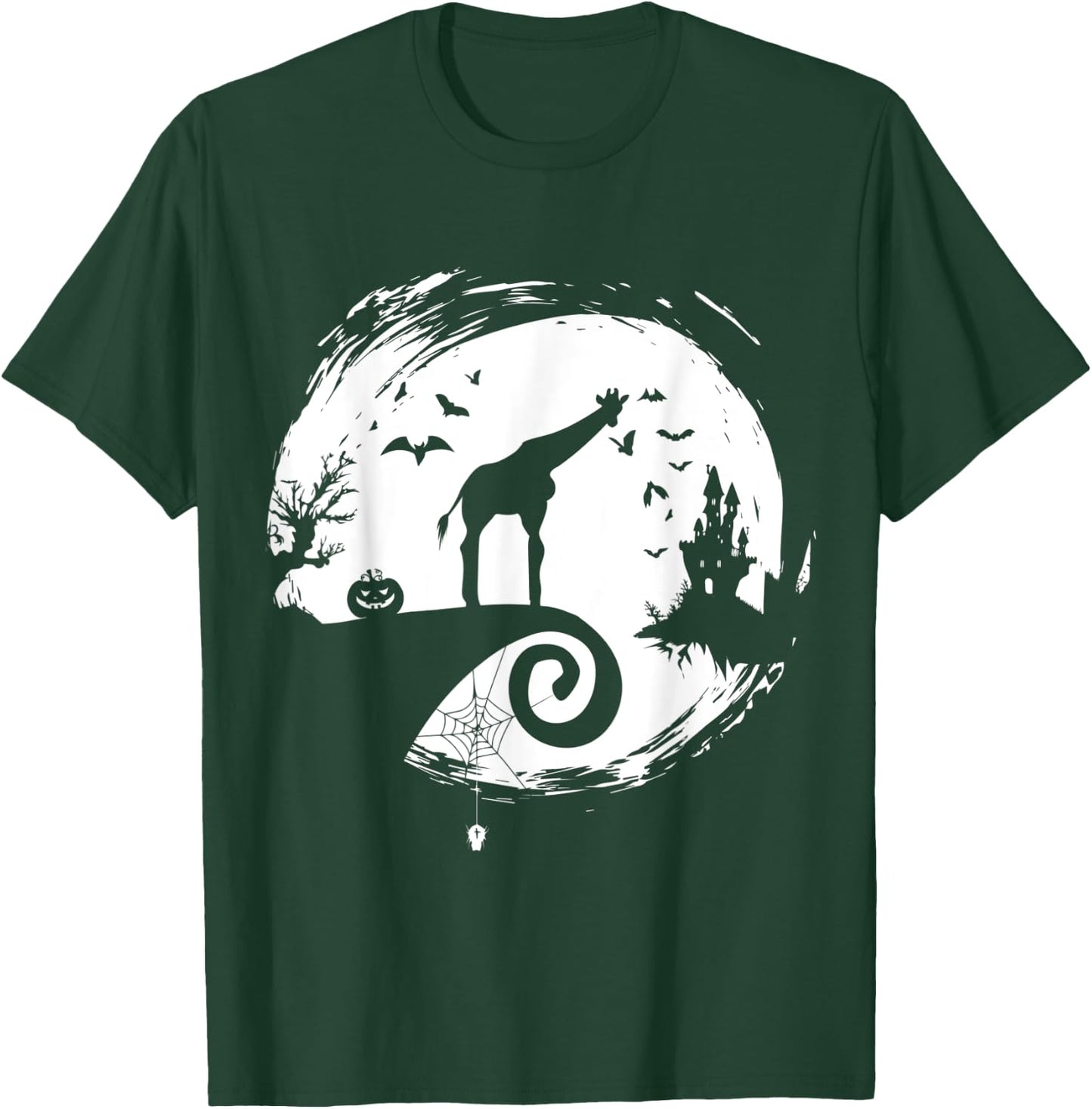 Giraffe Halloween Costume Moon Silhouette Creepy Horror T-Shirt - T-Shirt | Forest
