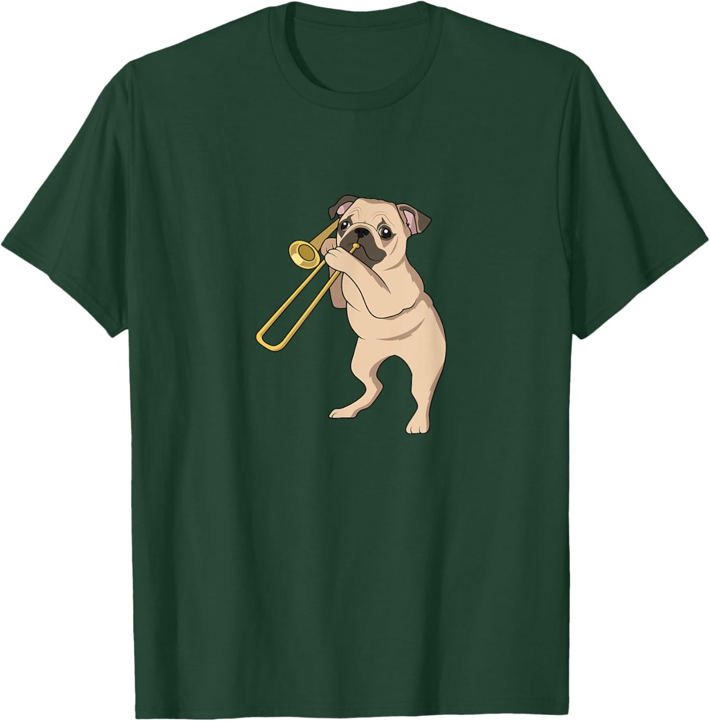 Pug Dog Playing Trombone For Brass Players and Dog Lovers T-Shirt - T-Shirt | Forest
