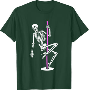 Skeleton Pole Dancer Dancing Dance T-Shirt - T-Shirt | Forest