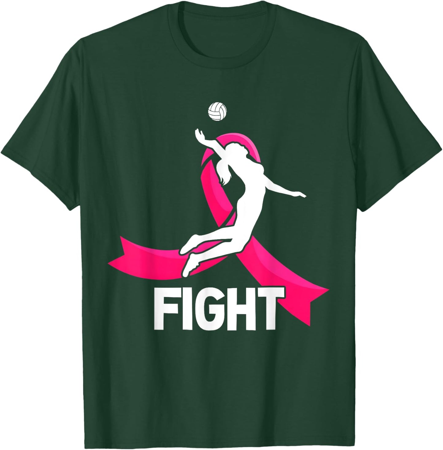 Fight Breast Cancer Volleyball Pink Ribbon Awareness Women T-Shirt - T-Shirt | Forest
