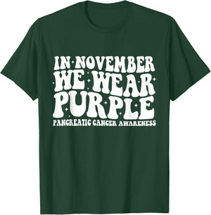 Groovy In November We Wear Purple Pancreatic Cancer T-Shirt - T-Shirt | Forest