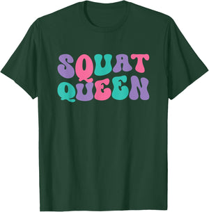 Squat Queen Weightlifting Retro Vintage Wavy Groovy T-Shirt - T-Shirt | Forest