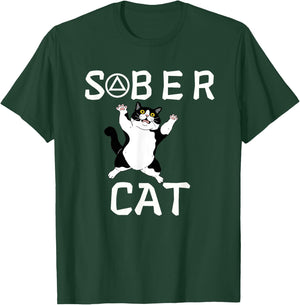 Funny Celebrate Sober Alcoholics Anonymous. Sober Cat. T-Shirt - T-Shirt | Forest