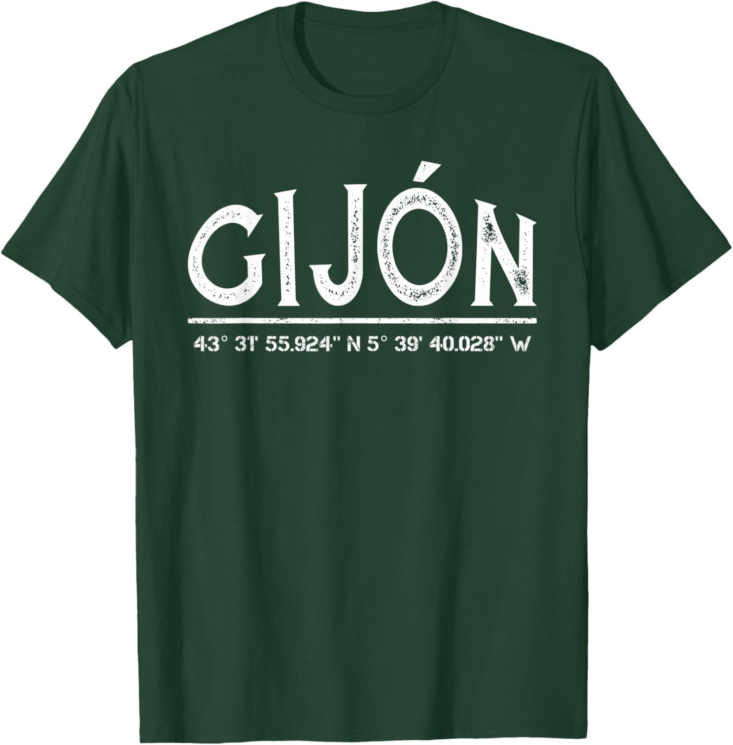 GPS coordinates Gijón Province of Asturias T-Shirt - T-Shirt | Forest
