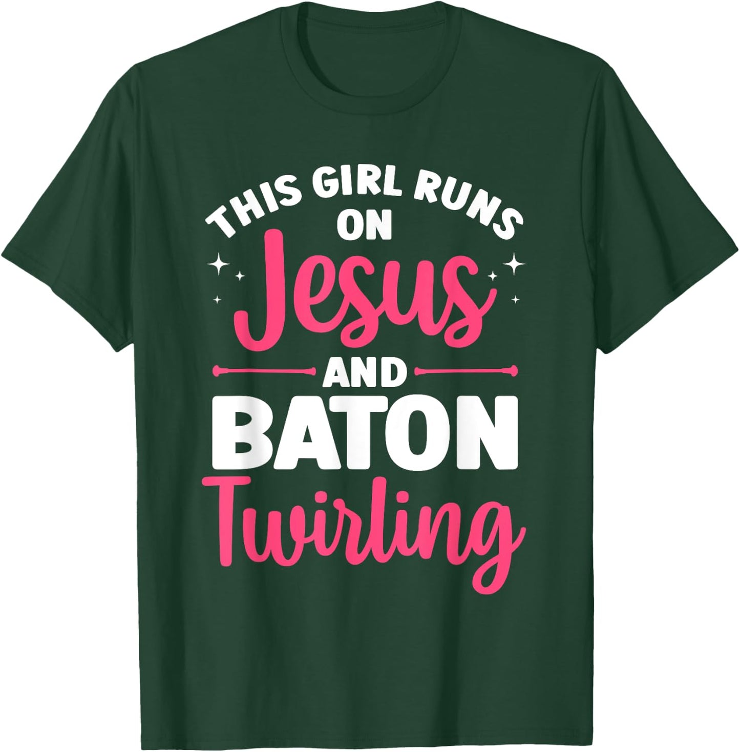 Baton Twirling Art Girls Color Guard Baton Twirler T-Shirt - T-Shirt | Forest