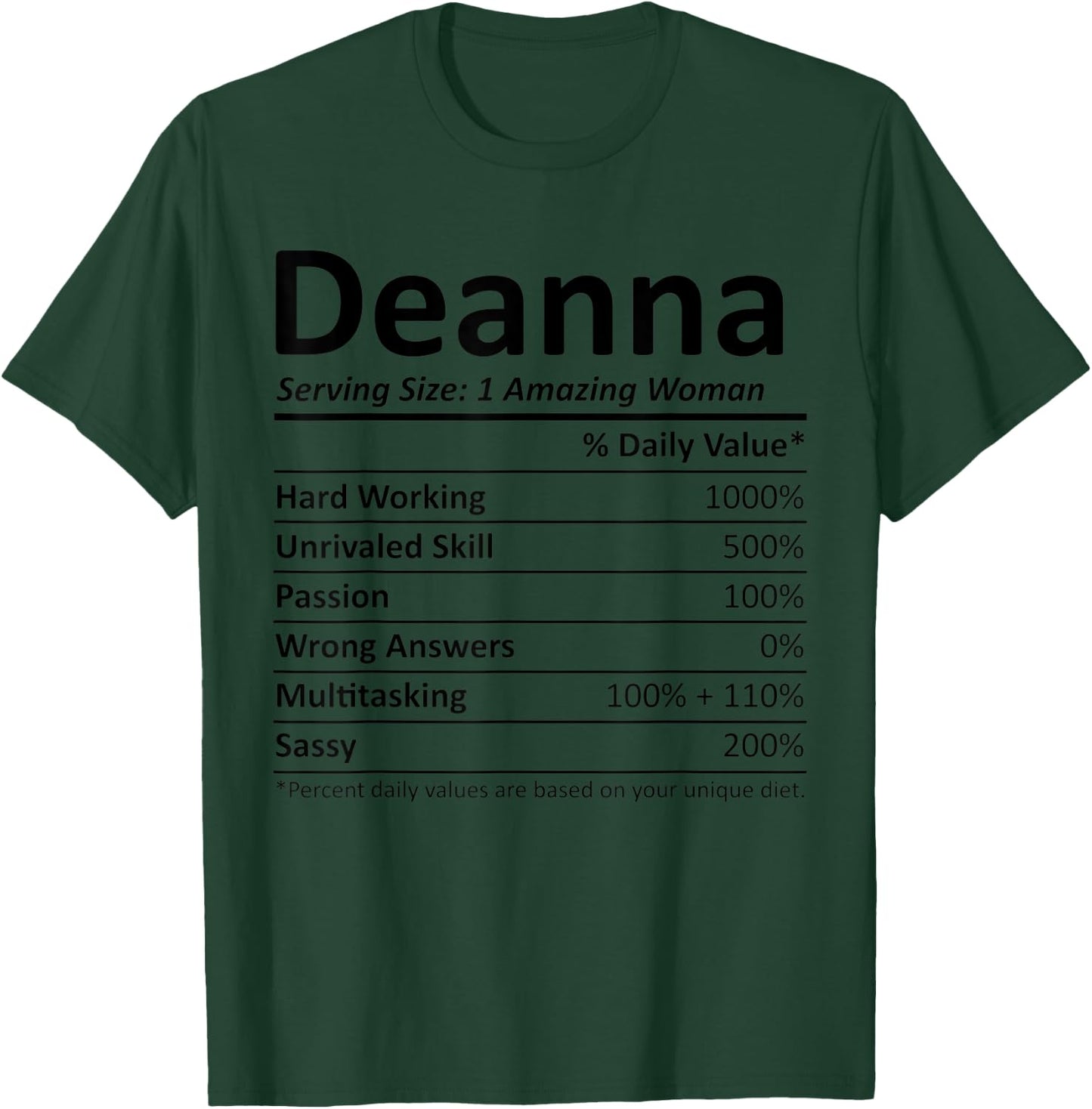 DEANNA Nutrition Personalized Name Funny Christmas Gift T-Shirt - T-Shirt | Forest