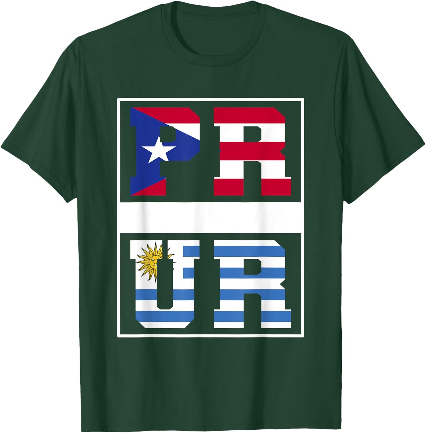 Half Boricua Uruguayan Mixed Heritage Puerto Rico Uruguay T-Shirt - T-Shirt | Forest