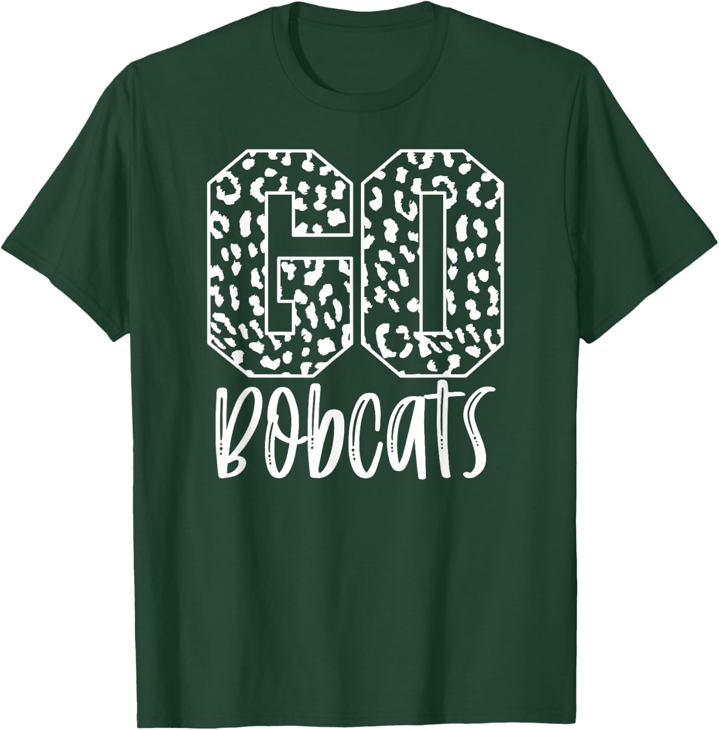 Bobcats Team Mascot School Spirit Game Night Leopard Print T-Shirt - T-Shirt | Forest