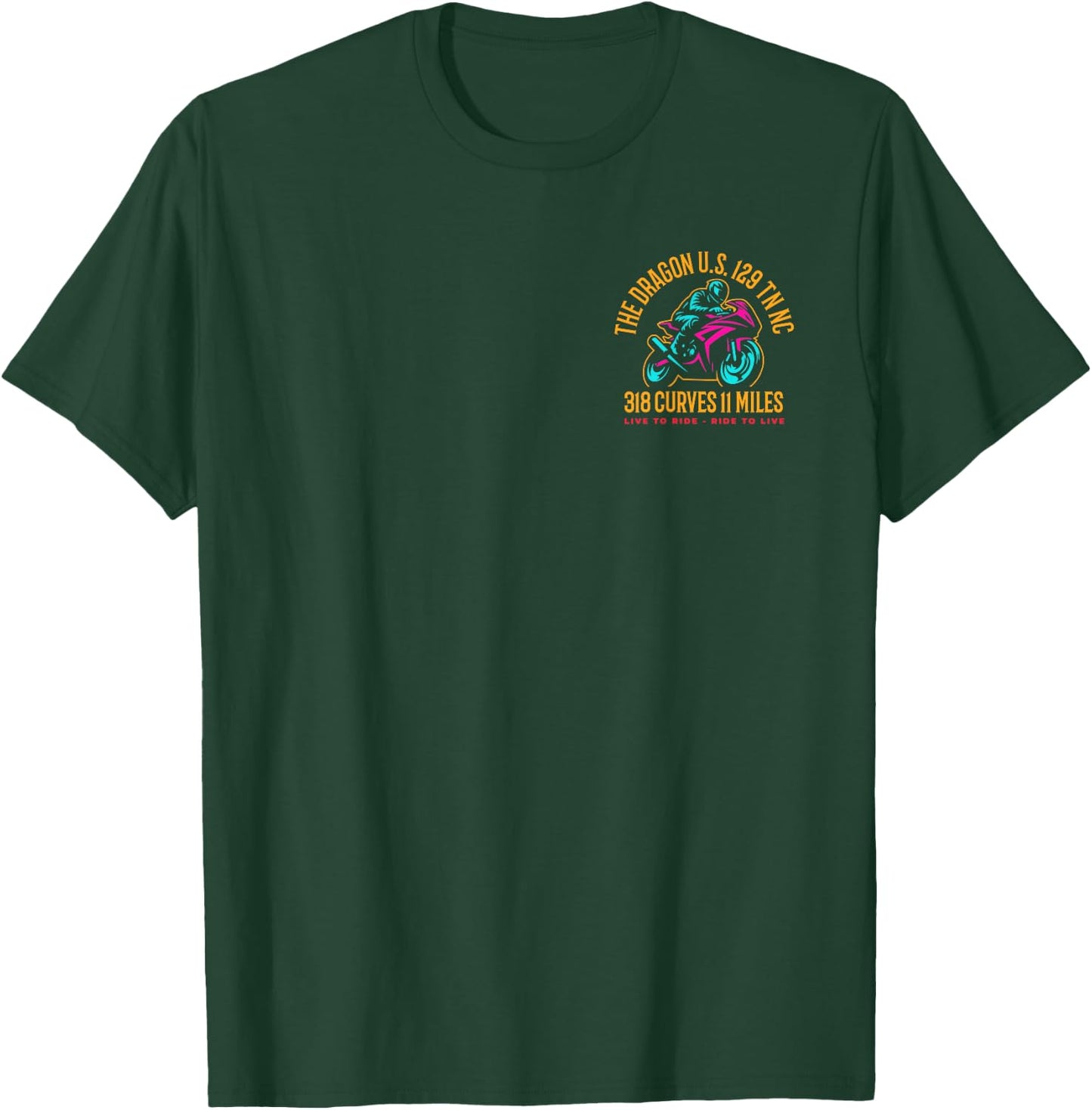 The Dragon Biker US 129 TN and NC USA 318 Curves 11 Miles T-Shirt - T-Shirt | Forest