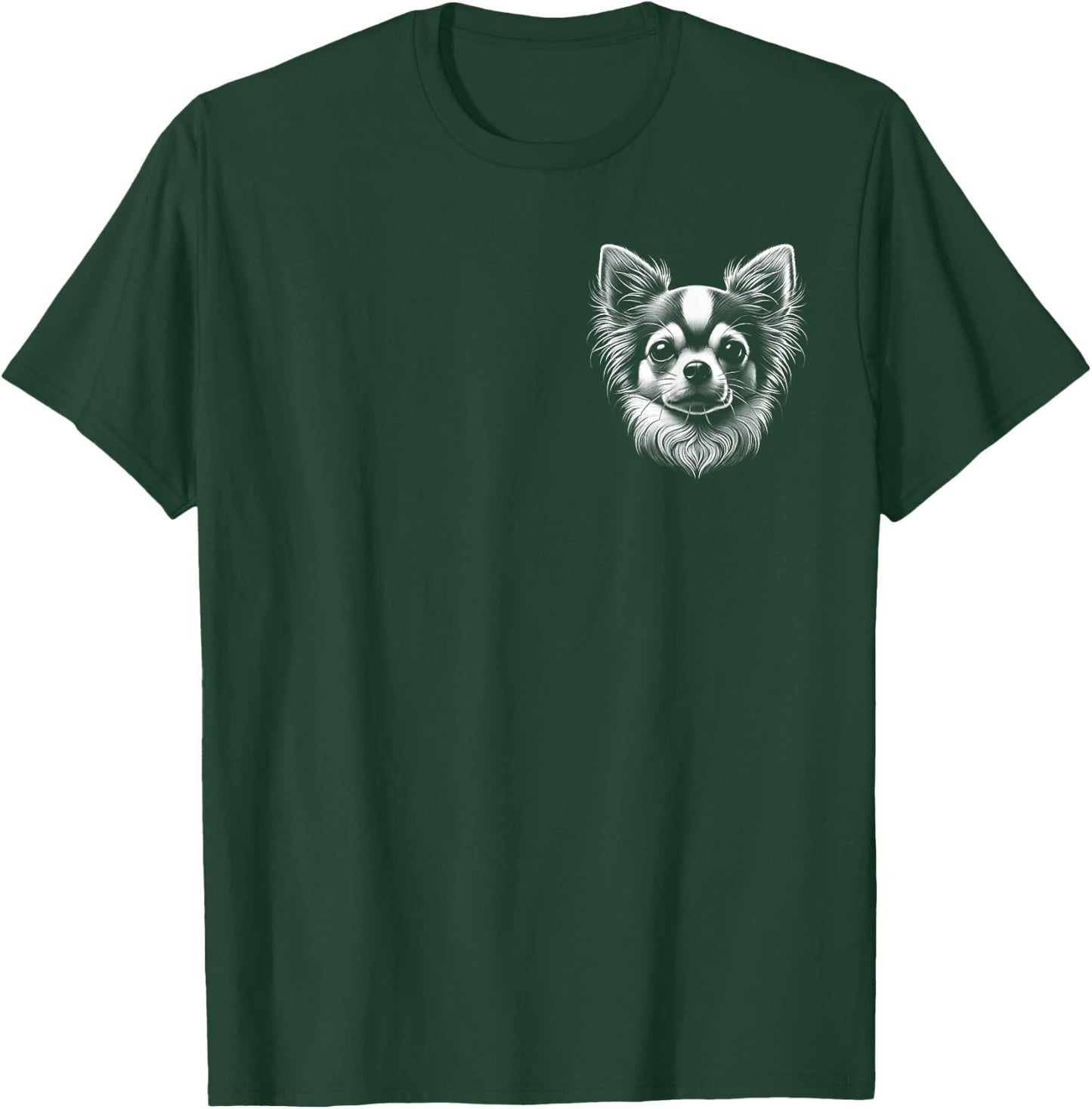 Cute Chihuahua Elegant Black and White Portrait on Chest T-Shirt - T-Shirt | Forest