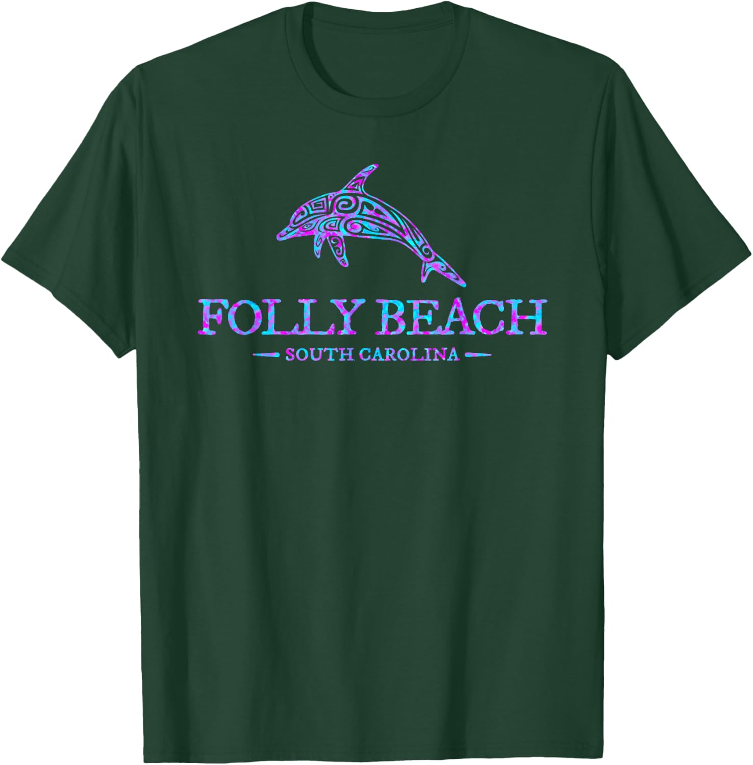 Folly Beach South Carolina Dolphin Boys Girls Souvenir T-Shirt - T-Shirt | Forest