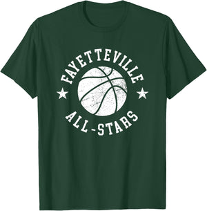 Fayetteville Vintage All-Stars Retro 80s Basketball T-Shirt - T-Shirt | Forest