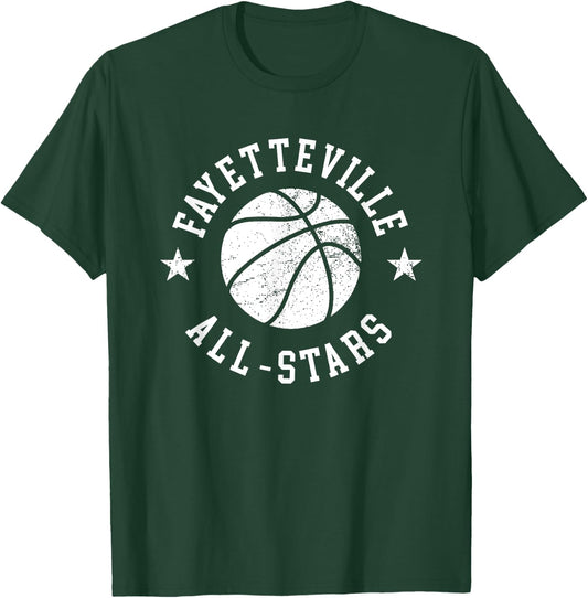 Fayetteville Vintage All-Stars Retro 80s Basketball T-Shirt - T-Shirt | Forest