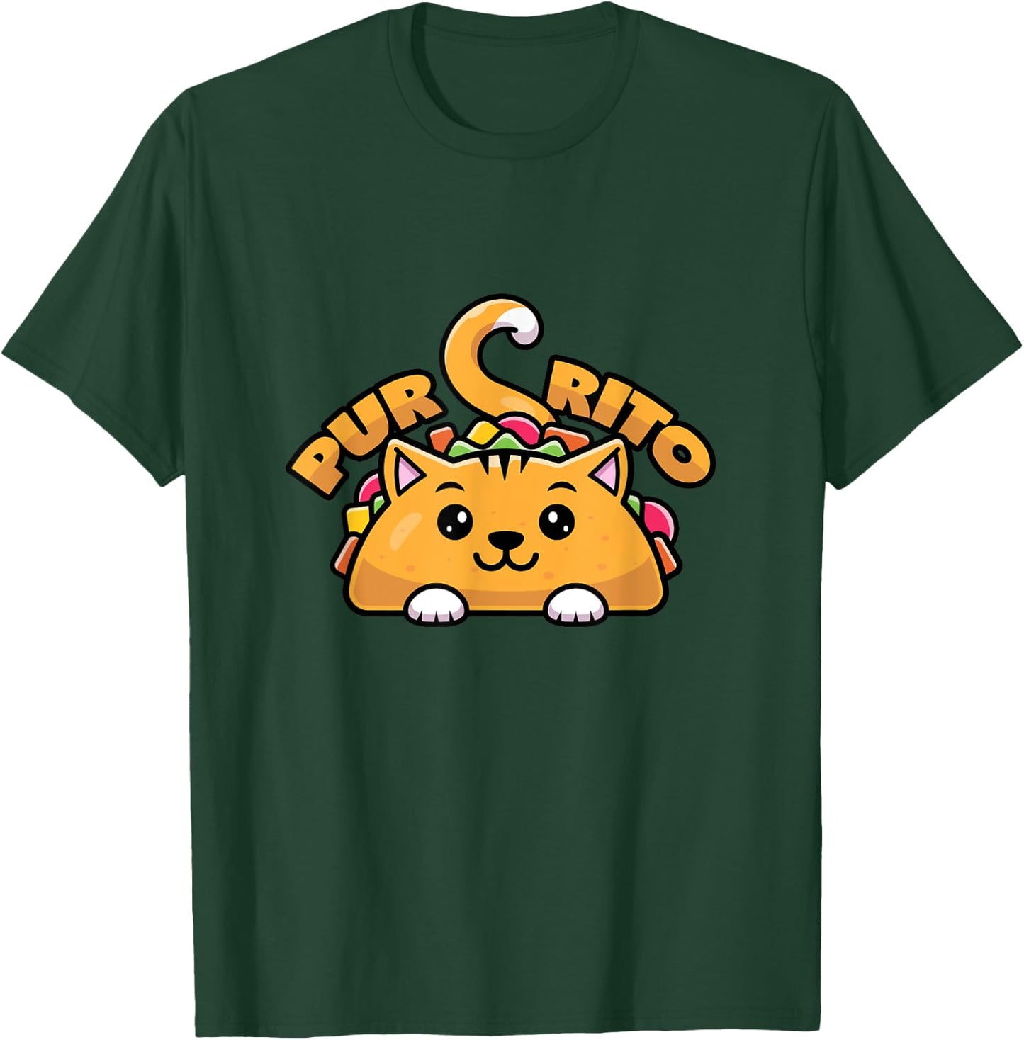 Purring Burrito Cat Pun Women Girls Kids T-Shirt - T-Shirt | Forest
