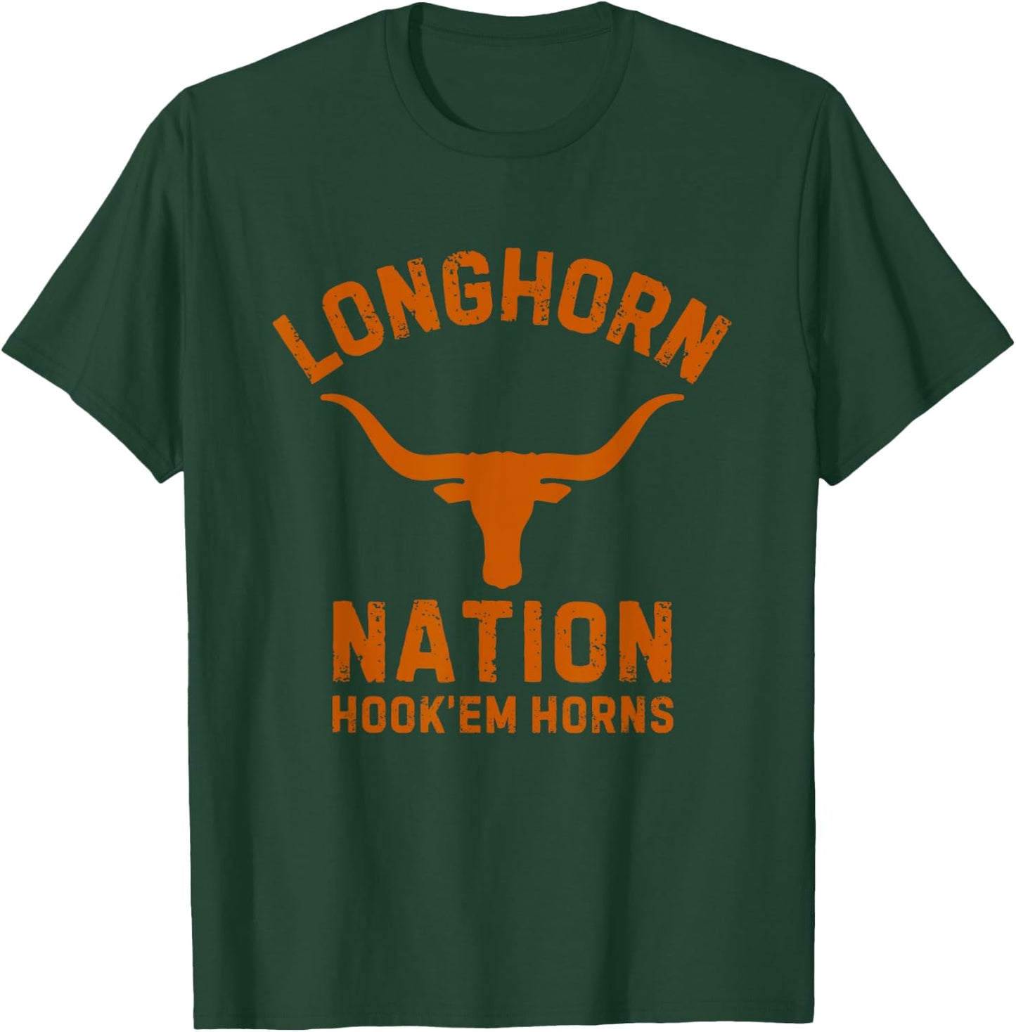 Longhorn Nation Hook'em Horns Orange distressed text T-Shirt - T-Shirt | Forest