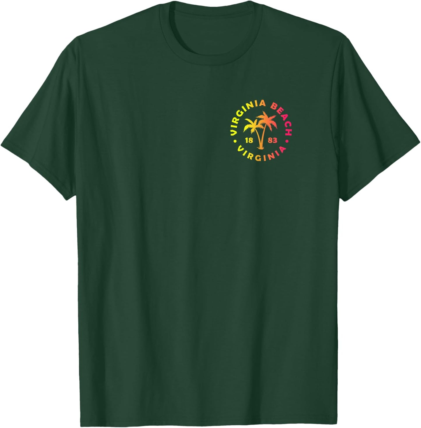 2-Sided Virginia Beach Virginia Colorful Palm Tree Souvenir T-Shirt - T-Shirt | Forest