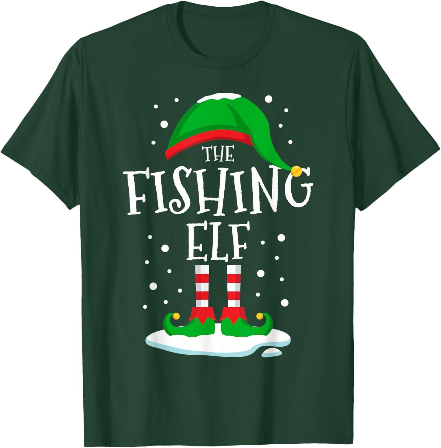 The Fishing Elf Christmas Family Matching Xmas Fisherman Men T-Shirt - T-Shirt | Forest