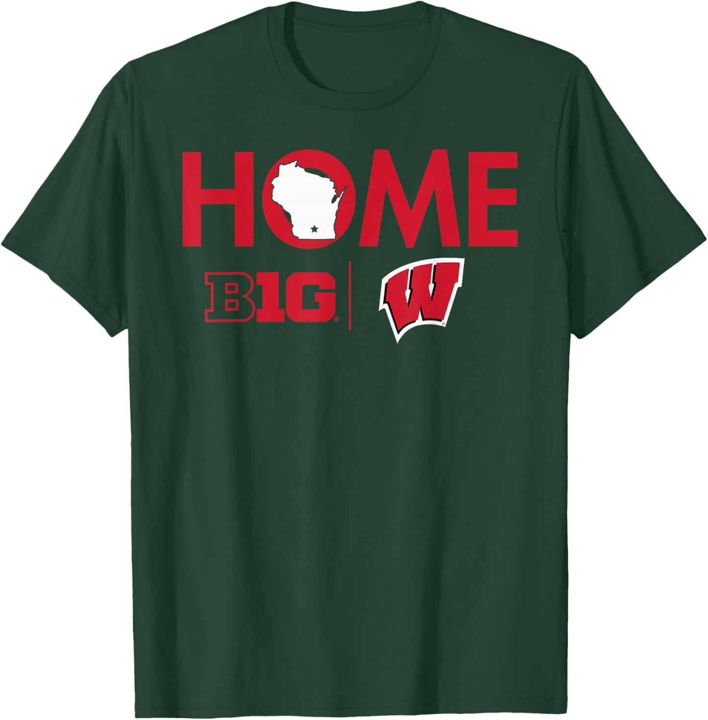Wisconsin Badgers Big 10 Home Black Officially Licensed T-Shirt - T-Shirt | Forest