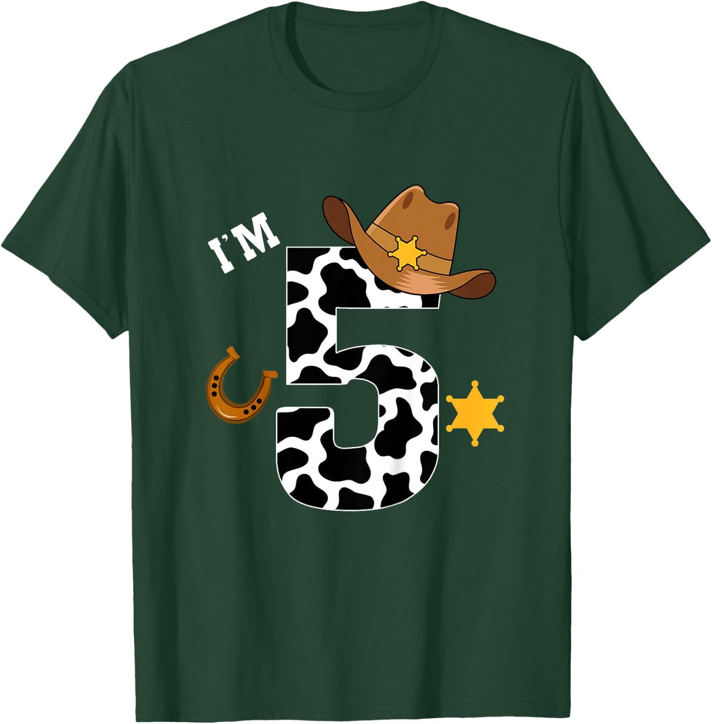 Kids 5th Birthday Shirt Boy 5 Year Old Rodeo Western Cowboy T-Shirt - T-Shirt | Forest