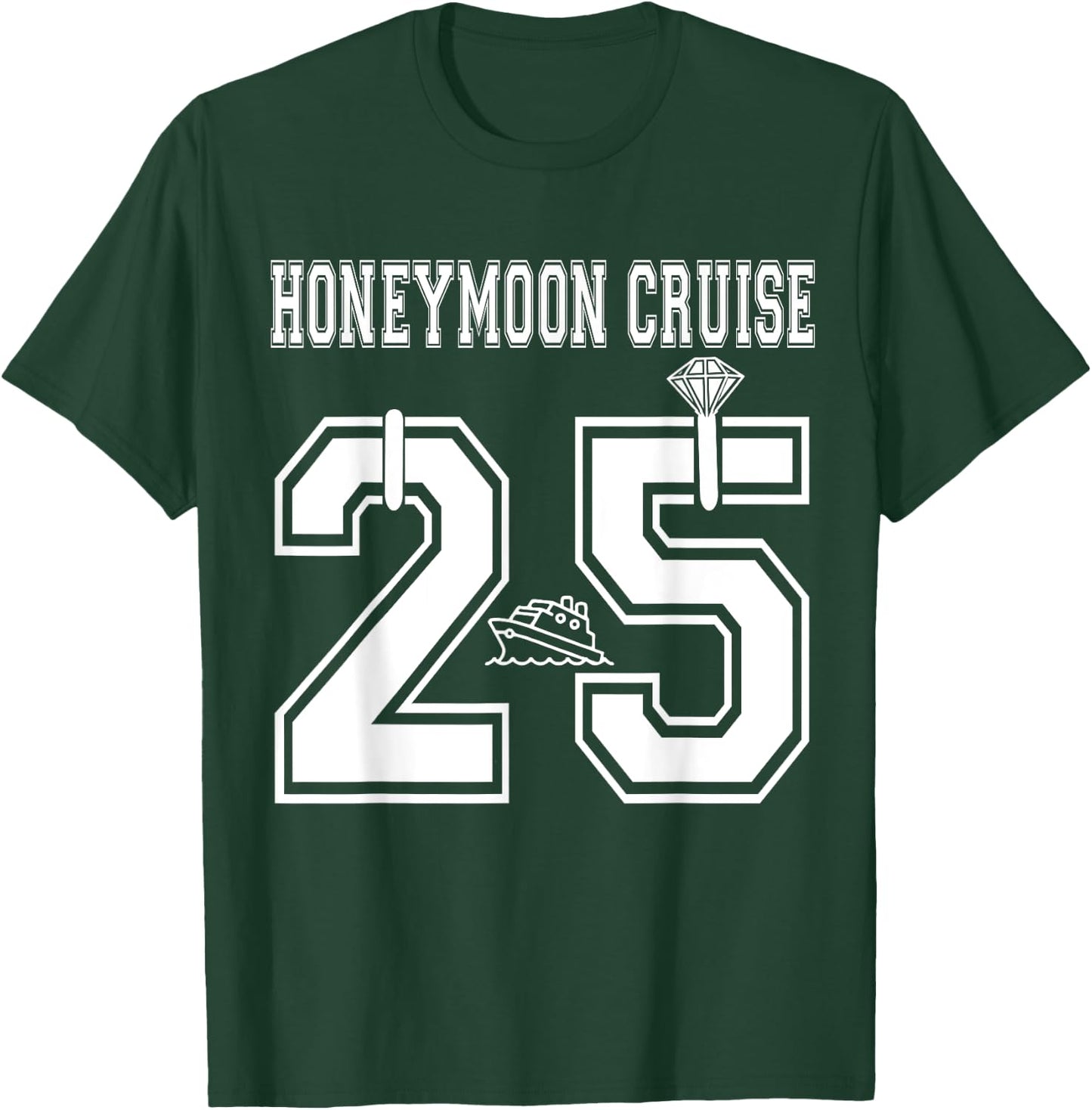 2025 Just Married Honeymoon Cruise Newlyweds Wife Husband T-Shirt - T-Shirt | Forest