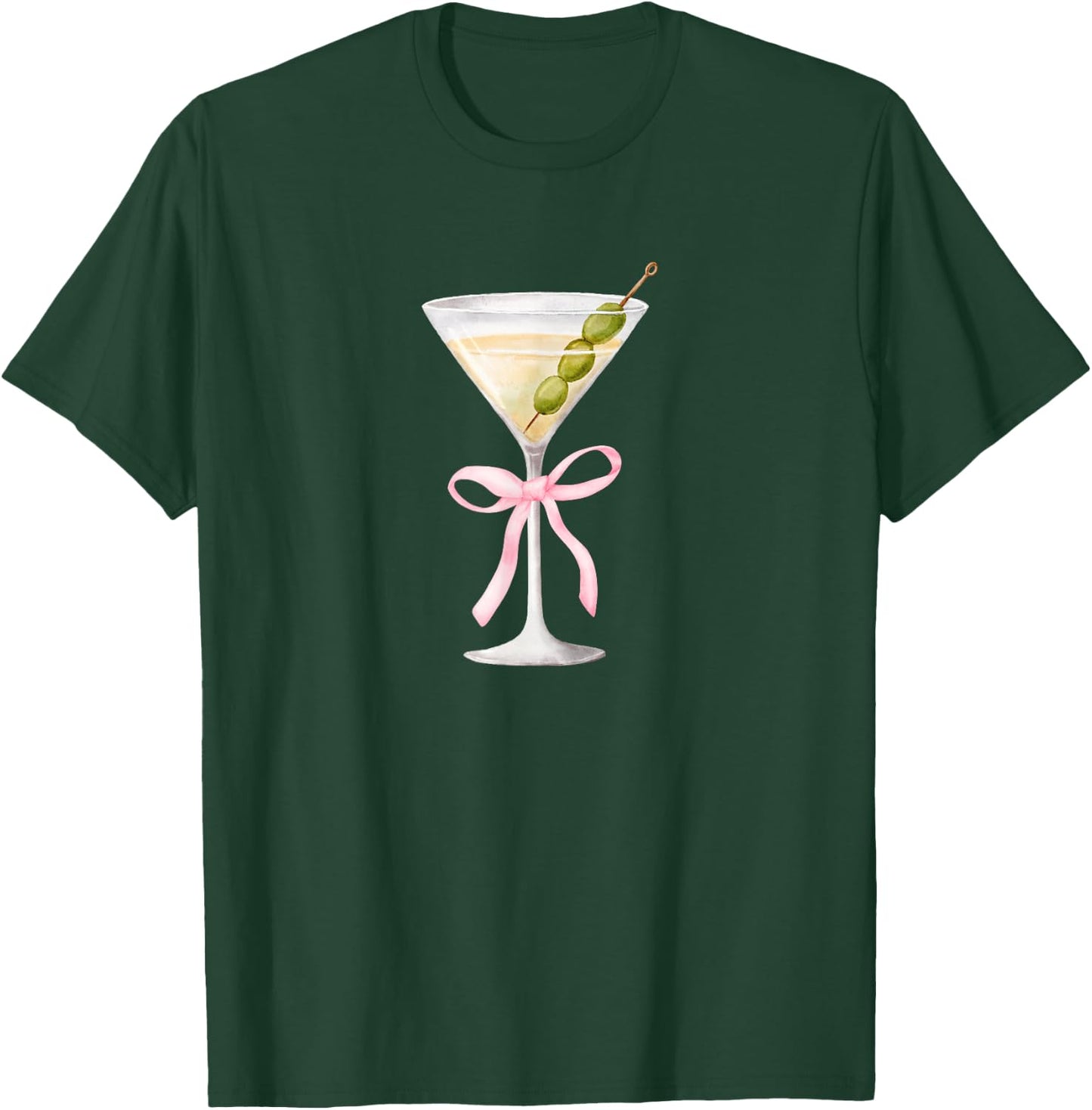 Coquette Pink Bow Martini Time Drinking Vintage T-Shirt - T-Shirt | Forest