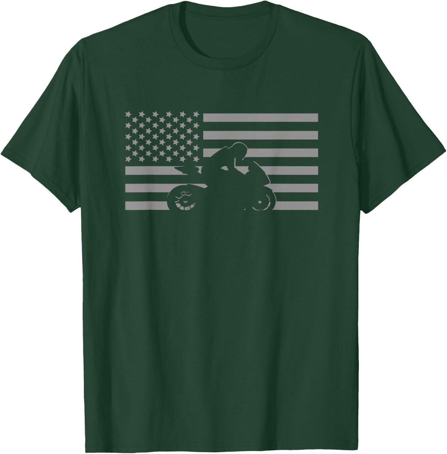 American Flag Motorcycle Apparel - Biker Motorcycle T-Shirt - T-Shirt | Forest